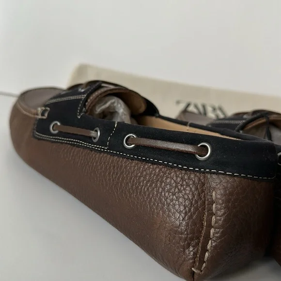Zara Men's Brown and Black Loafers